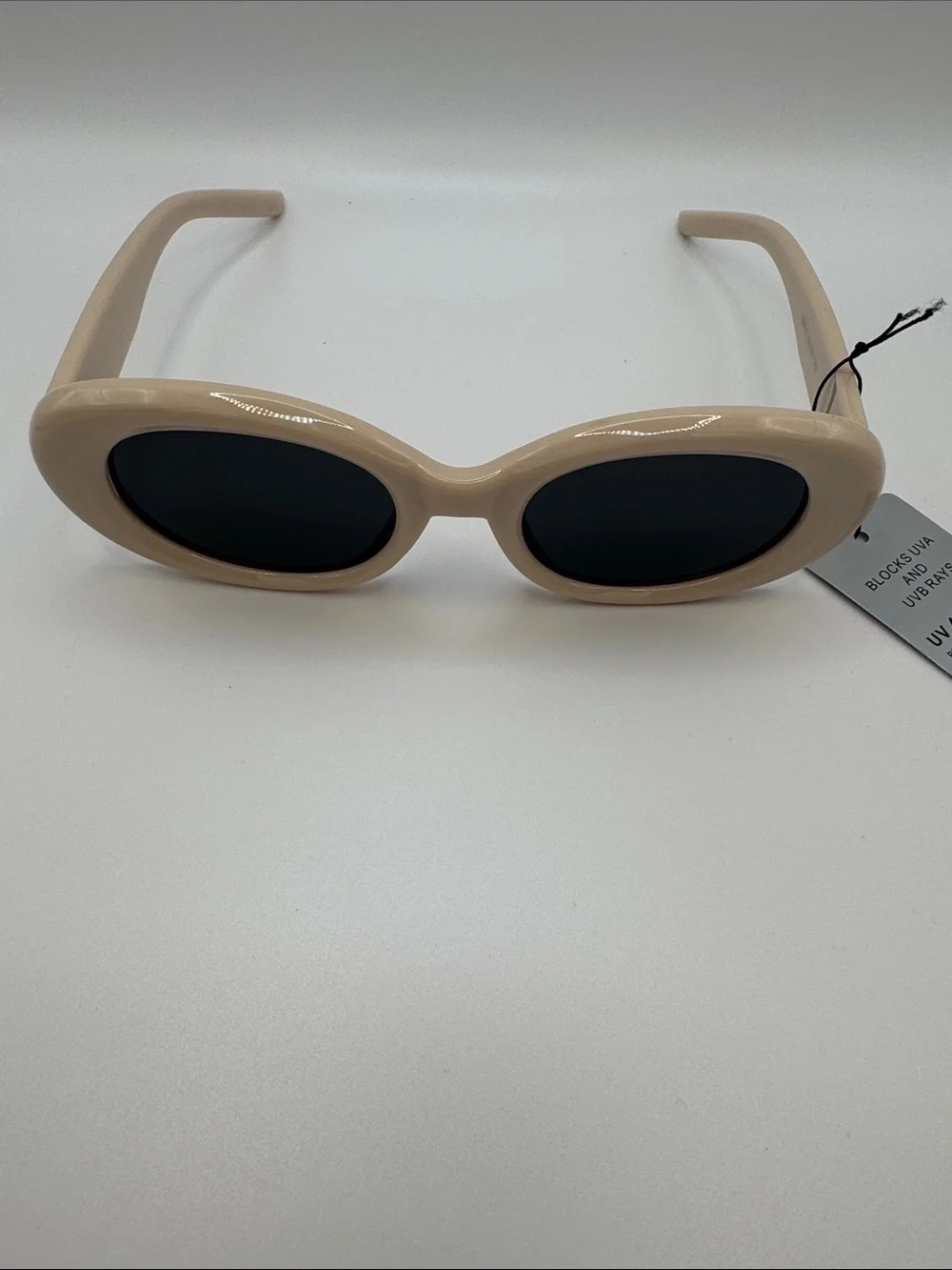 Women’s Beige Oval Sunglasses - UV Protection